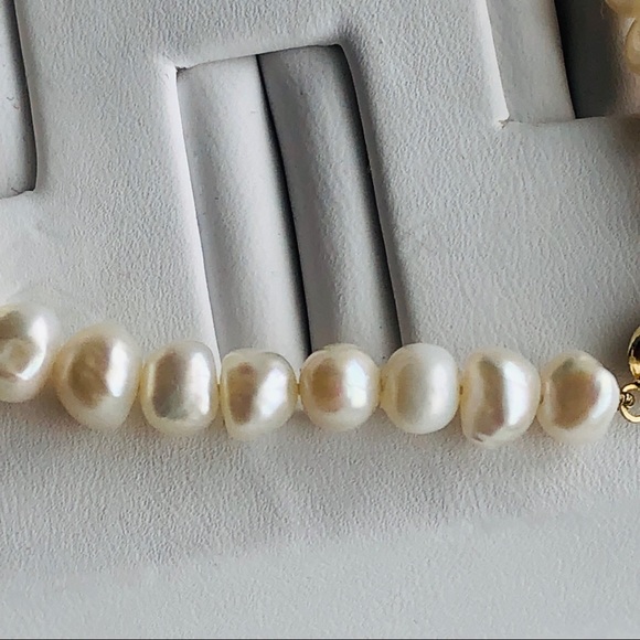 Vintage 14K Gold Ruby Heart Gem Insert Pearl Bracelet - Picture 5 of 8